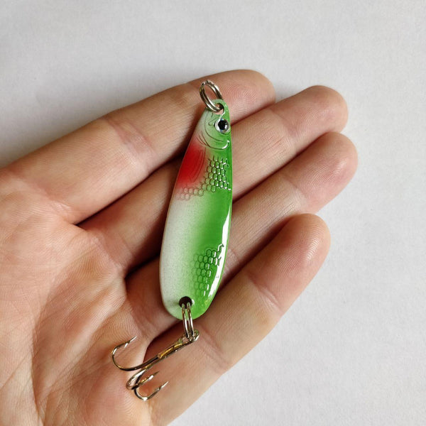 Green/Red Breasted Fish Spoon - Black 'n Blue Bass Tackle Co